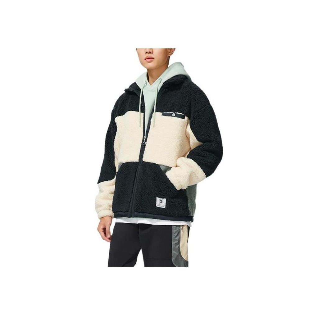 Li-Ning AFDSA71-3 Men's Bad Five Polar Fleece Color Block Jacket Black White