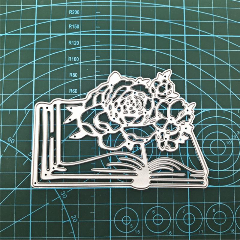 Bücher In Blumen Metall Stanzformen Schablone für DIY Scrapbooking Fotoalbum Prägepapier Karten Basteln Stanzteile
