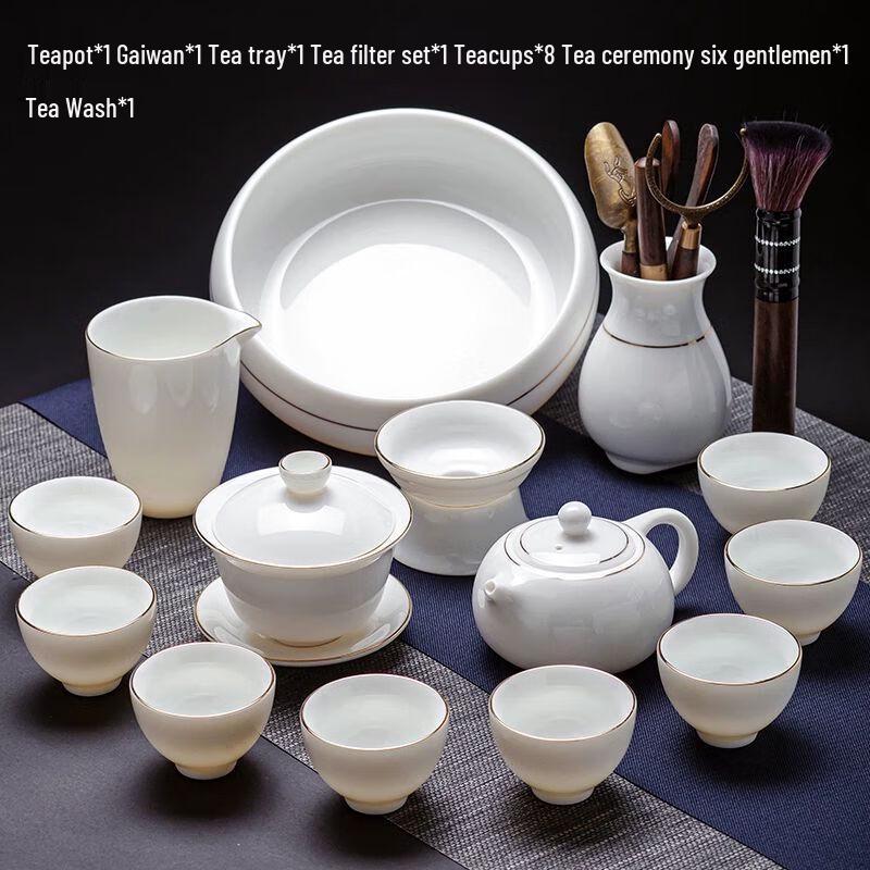 Jiakangming Mutton Fat Jade White Porcelain Kung Fu Tea Set