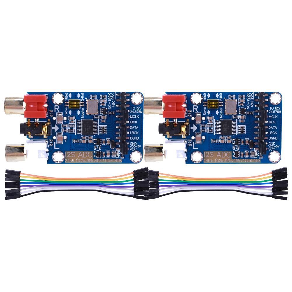 

Модуль плати захоплення аудіо I2S ADC 24BIT 192K 96K 48K Цифровий аудіодекодер без втрат Підтримка входу 3.5MM/RCA 2 Pcs