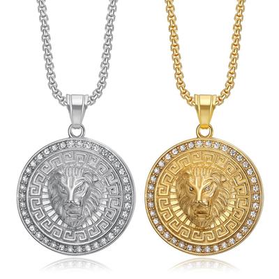 2026 Schmuck Mode Trend Eingelegter Zirkon Löwenkopf Anhänger Halskette Herren Party Schmuck Zubehör