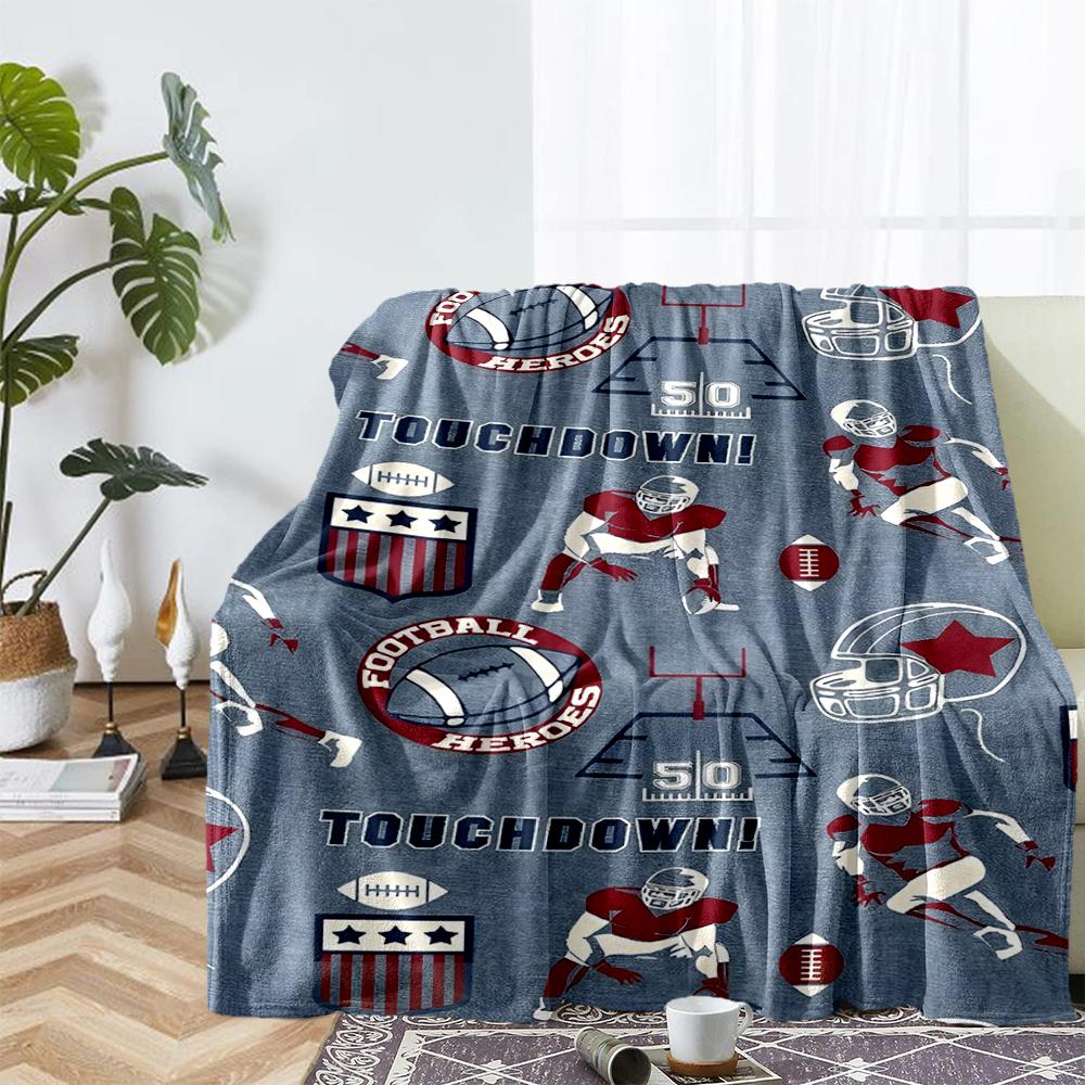 American football Theme Printed Blanket - Perfect for Couch, Bed, Travel & Outdoor Use | Machine Washable, Cozy & Durable.