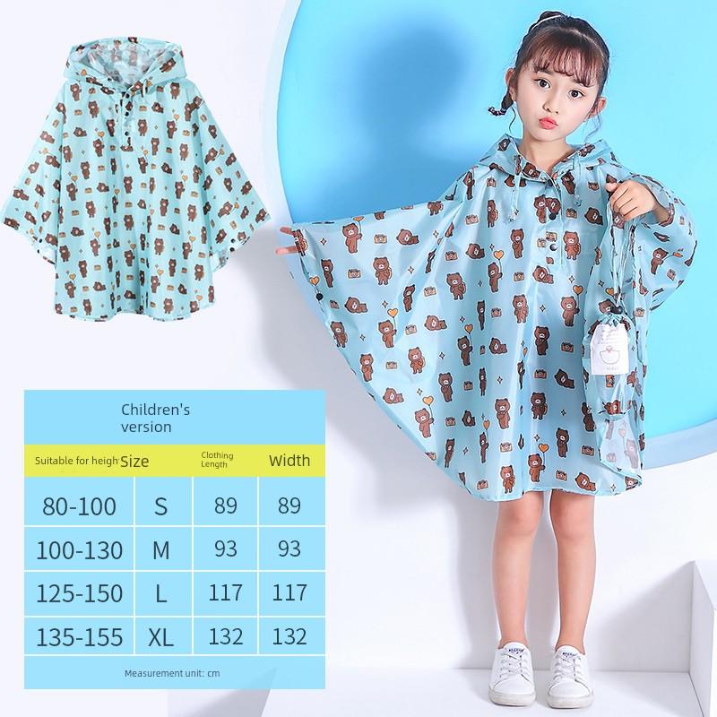 Children's Cloak Plus Size Raincoat Can Be Backpack Boy Girl Baby Fashion Cute Student Children Playing with Water Poncho
