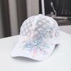 White Pink Lace Baseball Cap Embroidered Flowers Embroidery Baseball Cap  Sunscreen Protection