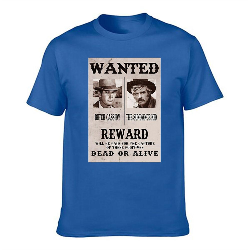 Unisexs Cotton Tshirt Butch Cassidy And The Sundance Kid Wanted Print Western Style Casual Tee