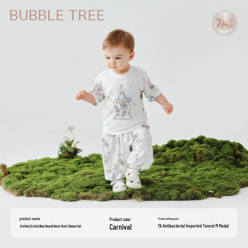 BUBBLE TREE Kids Short Sleeve Modal Loungewear Set 90