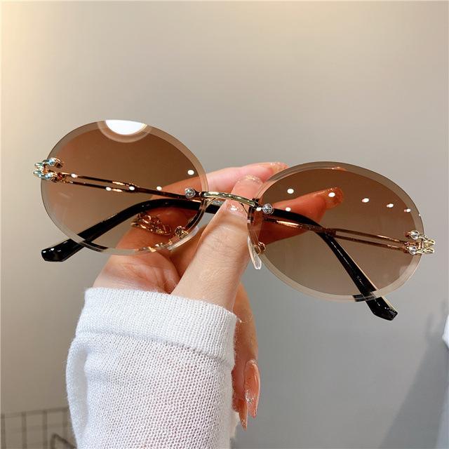 Women's Trendy Frameless Gradient Oval Sunglasses