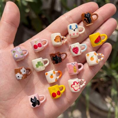 Stainless Steel 316 Cute Cup Print DIY Pendant, Colorfast European & American Style