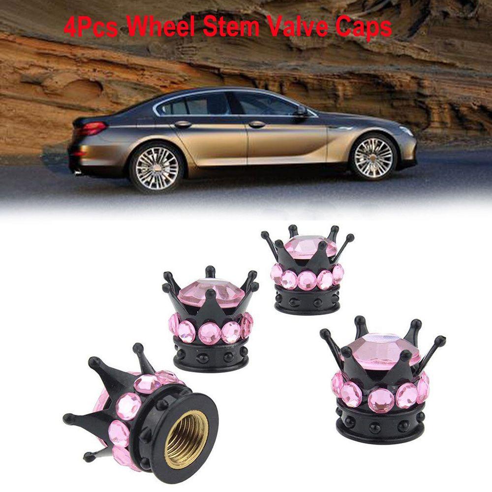 

4Pcs Crown Easy to Install Silver Truck Car Valve Caps Tire/Wheel Stem Diamond Bling персиковый/серебряный