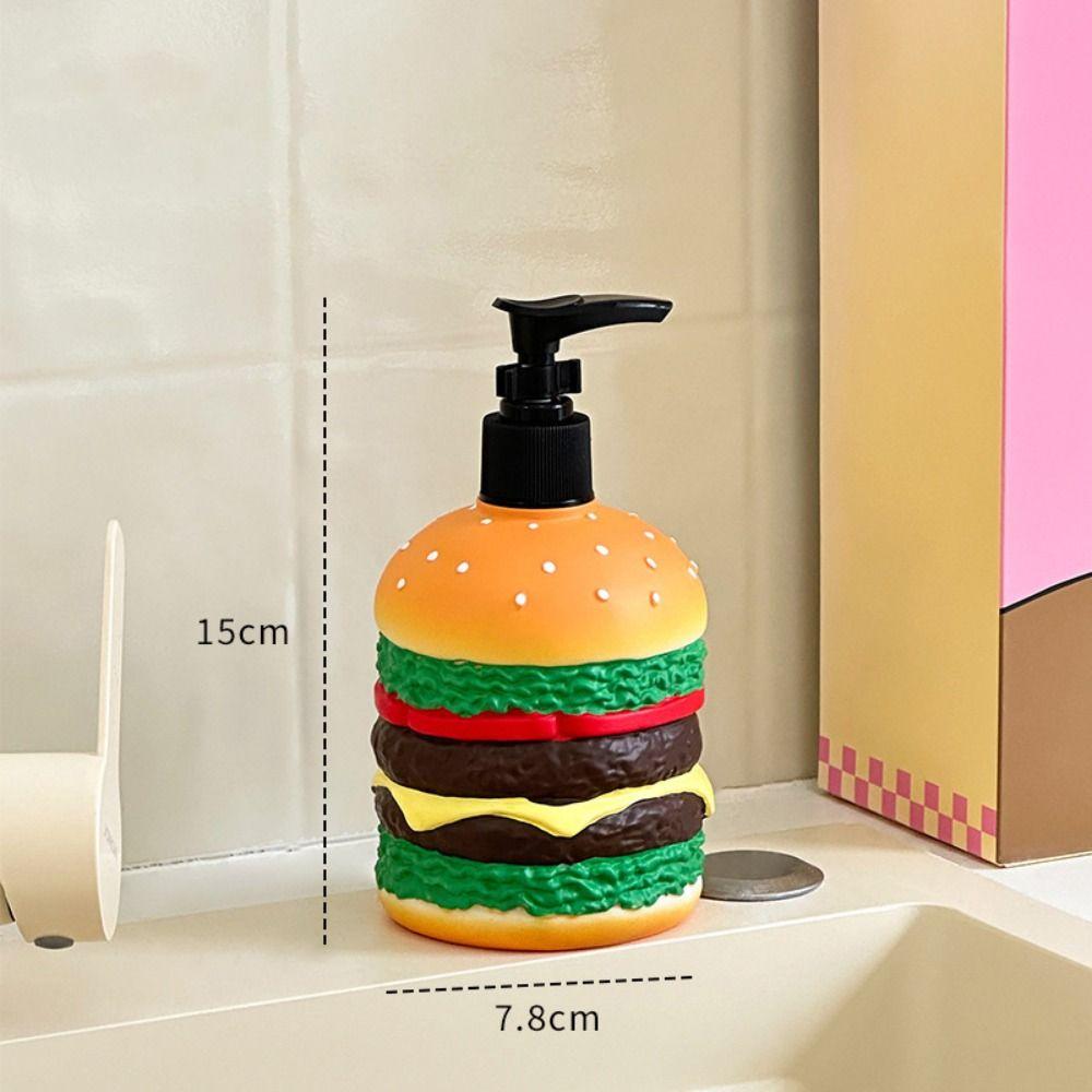 Cartoon Hamburger Shaped Soap Dispenser Refillable Cute Liquid Lotion Storage Bottles Manual Press Multifunctional