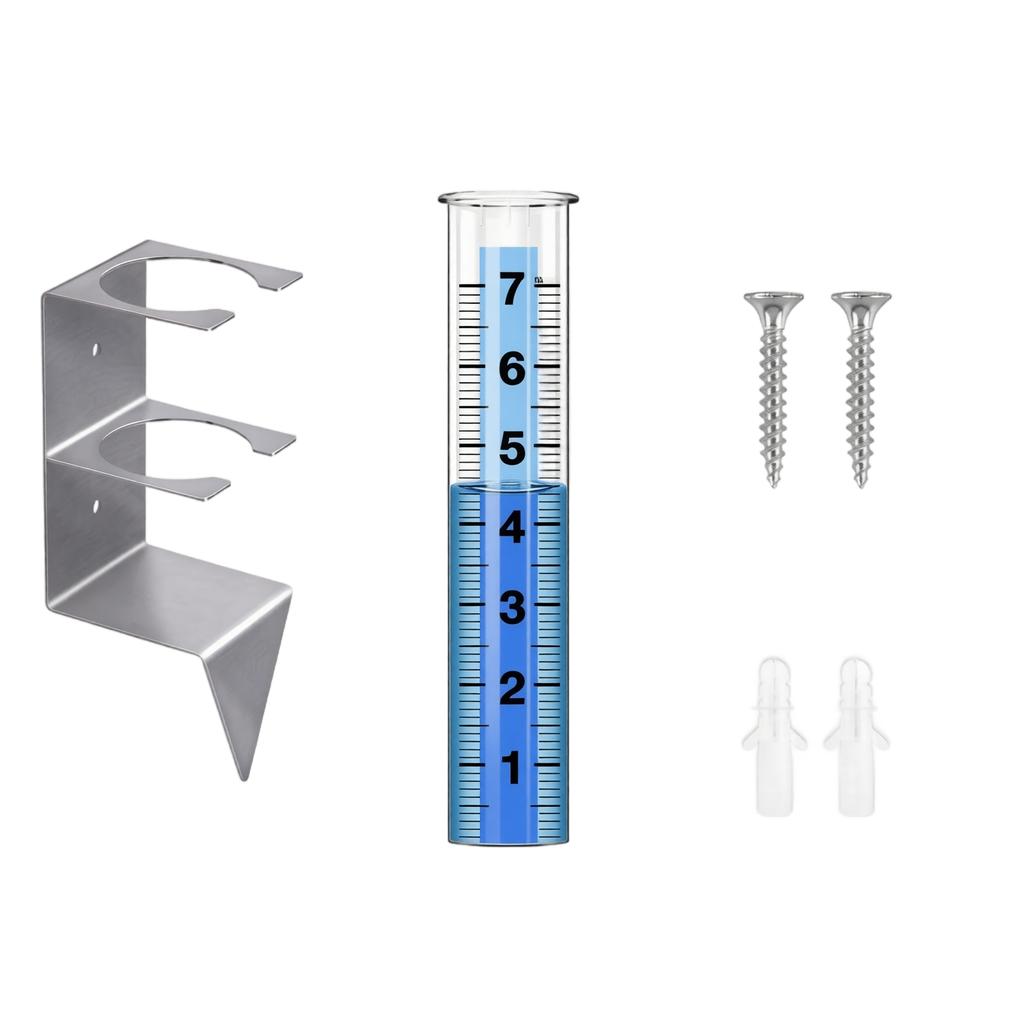 Rain Gauge with Capacity Meter and Pole Mount Bracket for Outdoor Garden Yard Use Durable Stainless Steel Installation Kit Included