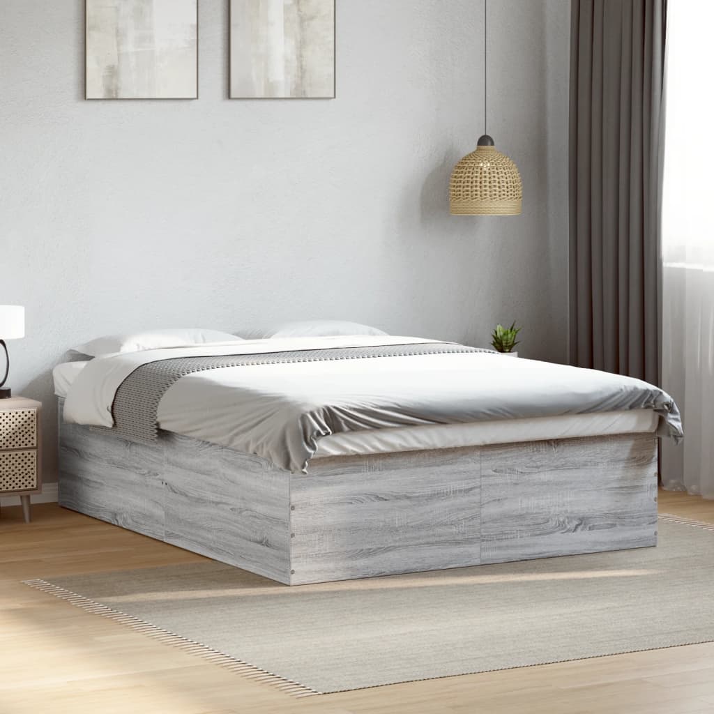Bed Frame Gray Sonoma 160x200 cm Particleboard