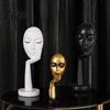 Talos Abstract Contemplative Face Resin Sculpture, Minimalist Hand-on-Chin Bust Statue for Desk Living Room Office, Creative Art Decor Entryway