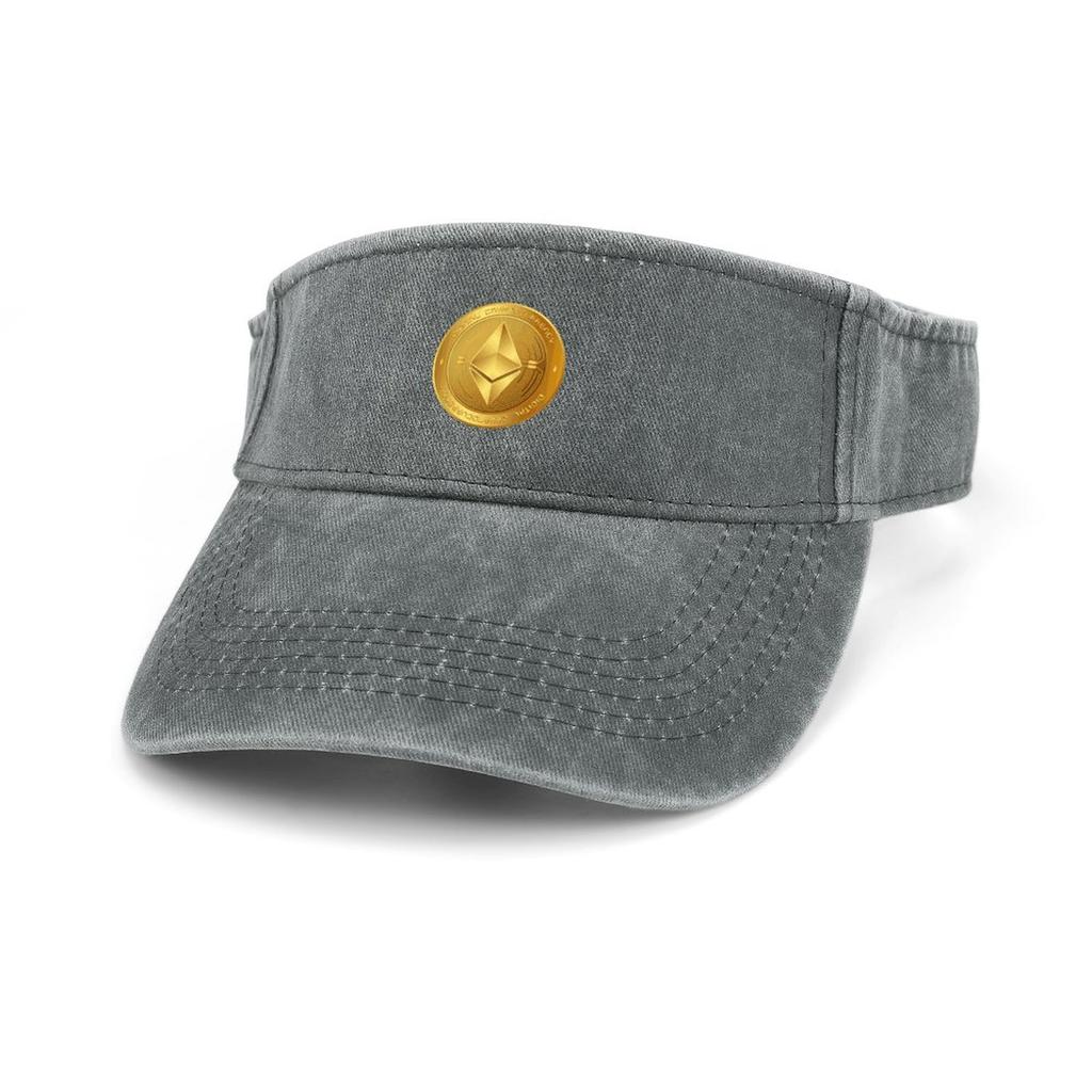 Ethereum Cryptocurrency Miner ETH Coin Sun Visor Leaky Top Cowboy Hats unisexs Womens Sports Baseball Golf Caps Open Top Custom Hat