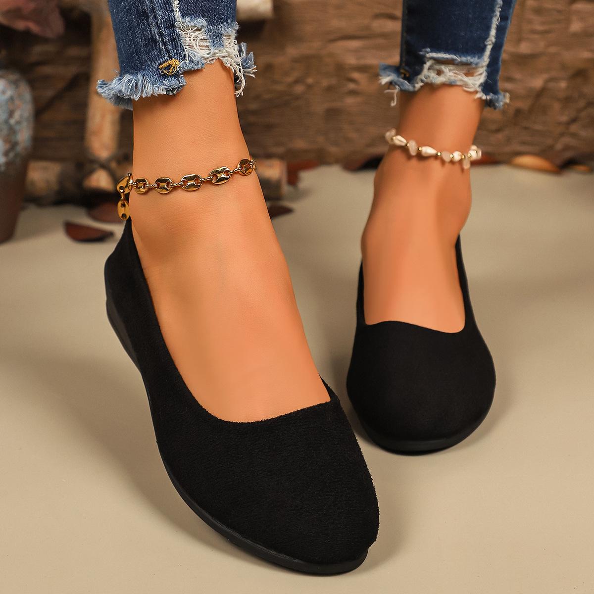 

2025 Весна и Осень Туфли с квадратным носком Однотонные Модные Балетки Женские Корейская Версия Замшевые Туфли-лодочки Женская Обувь Большой Размер 42 43