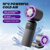 Handheld Mini Ice Compress Turbofan with Lanyard LED Digital Display Quite and High-Speed USB Rechargeable Air Cooling Fans