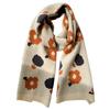 Korean Retro Burgundy Hyuna Flower Wool Scarf for Women Winter Warm and Skin Friendly Knitted Scarf for Students