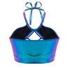 Women Shiny Metallic Halter Tank Top Sleeveless Spaghetti Strap Camisole Vest Bra Crop Tube Top for Party Club