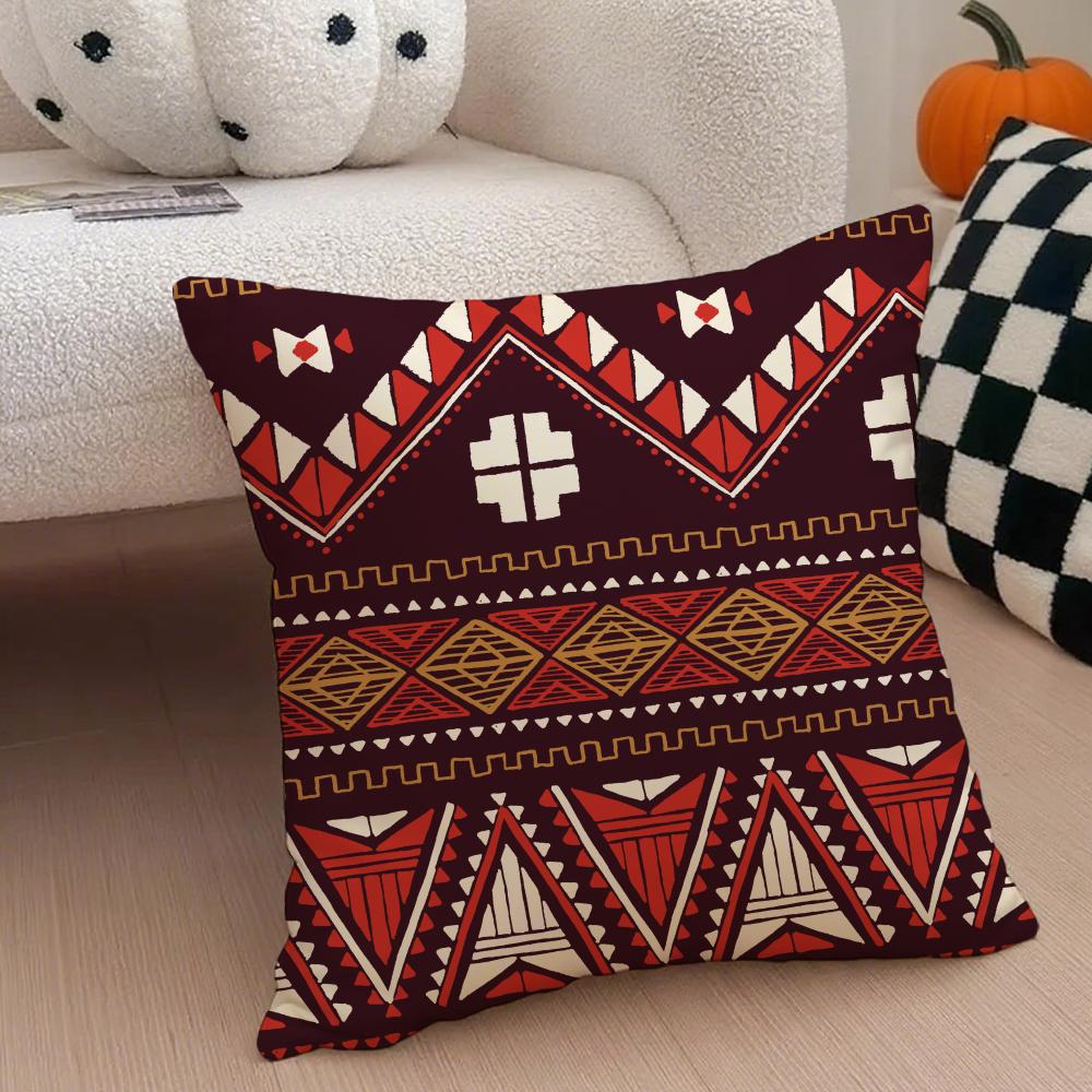 Boho Textile Pattern BBohemian Ethnic Prints Cushion Cover Throw Pillow Cover Hidden Button Durable Polyester Chair Cushion