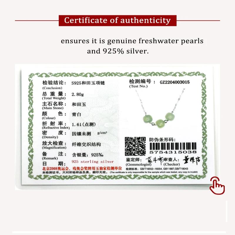 Collana in argento sterling 925 con giada naturale di Hetian, gioielli di moda per le donne