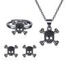 European & American Full Diamond Skull Necklace Set: Women's Halloween Retro Punk Earrings & Ring