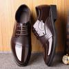 Men's Formal Leather Shoes Have an Inner Height Increase of 6cm, Trendy Men's Lace-up Business Formal Patent Leather Hollow Leather Sandals Hole Men