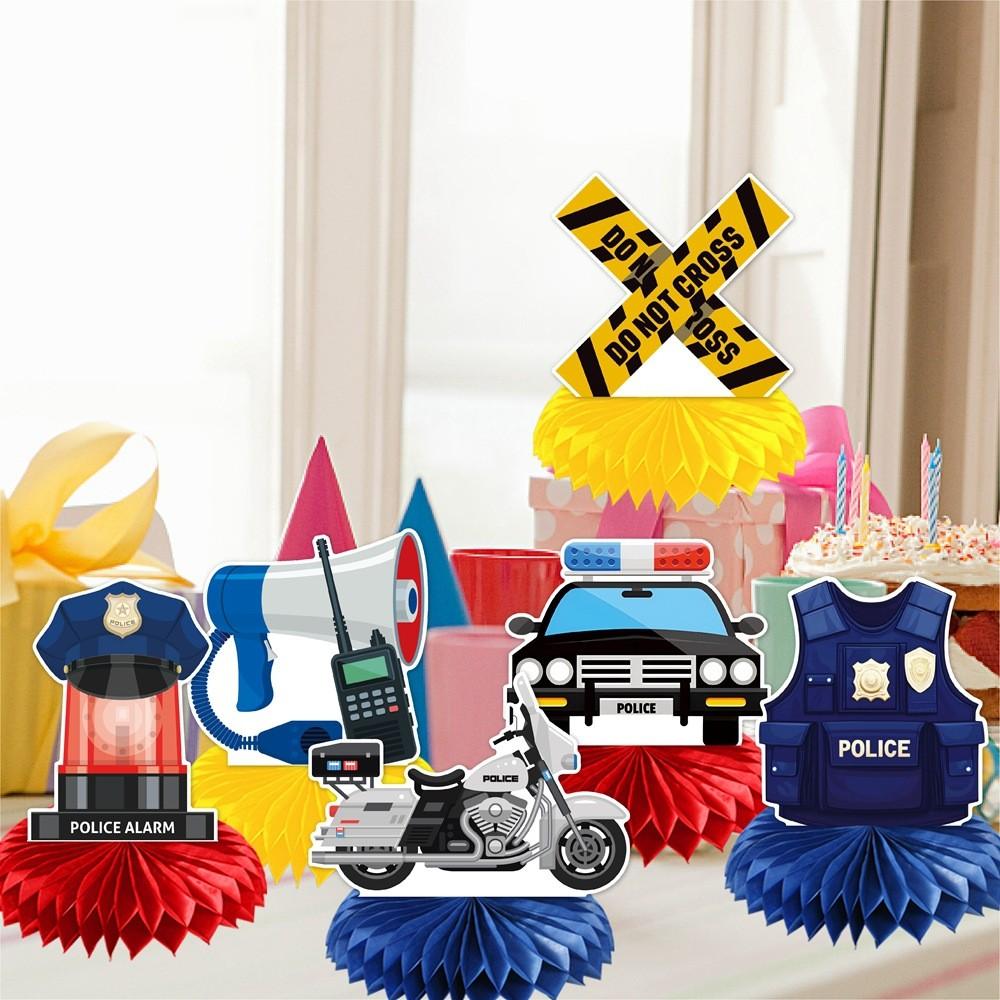 Children Police Themed Birthday Party Desktop Decoration Ornaments Honeycomb