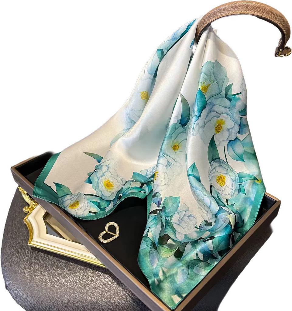 New 100% Pure Silk Scarf Women Neck Hair Headband Print Foulard Female Bandana Scarves Hijab Shawl Wraps Square Headkerchief