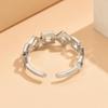 Hollow Geometric Square Adjustable Stainless Steel Minimalist Open Ring for Men & Women - Vacuum Plated Gold