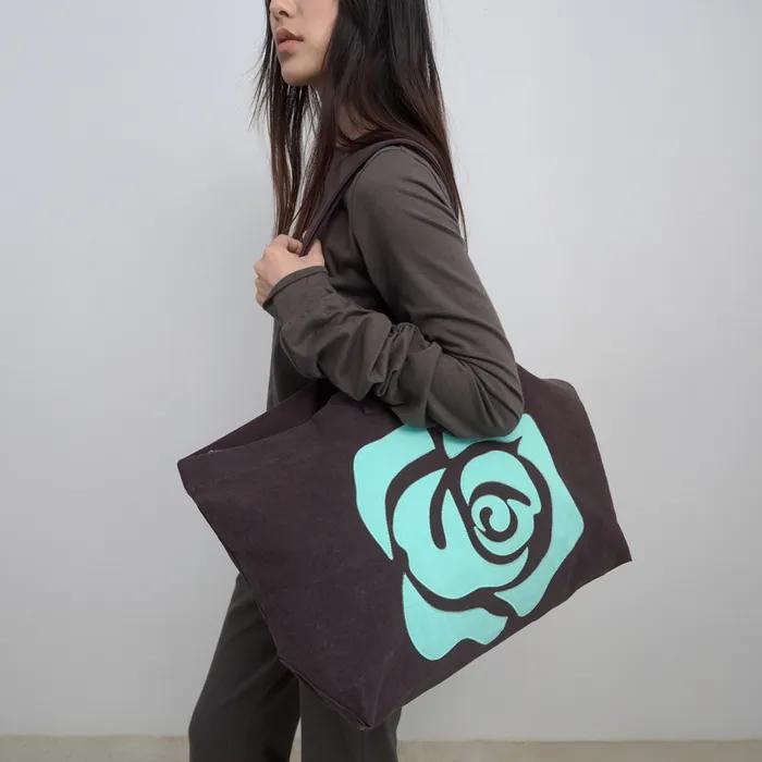 ROSE PATCH ECO BAG_BROWN