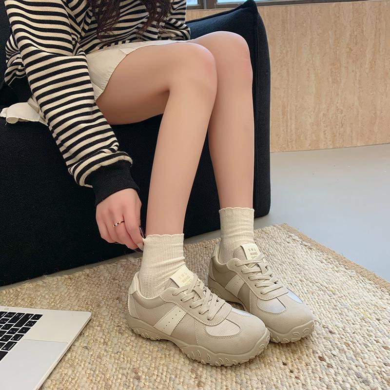 

Стелька из натуральной кожи, увеличивающая рост, женская обувь, толстая подошва, немецкие тренировочные туфли, повседневная спортивная обувь, белые кроссовки 40 бежевый