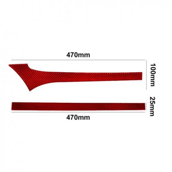 2Pcs Red Carbon Fiber Interior Console Dashboard Cover Trim For Toyota Hilux