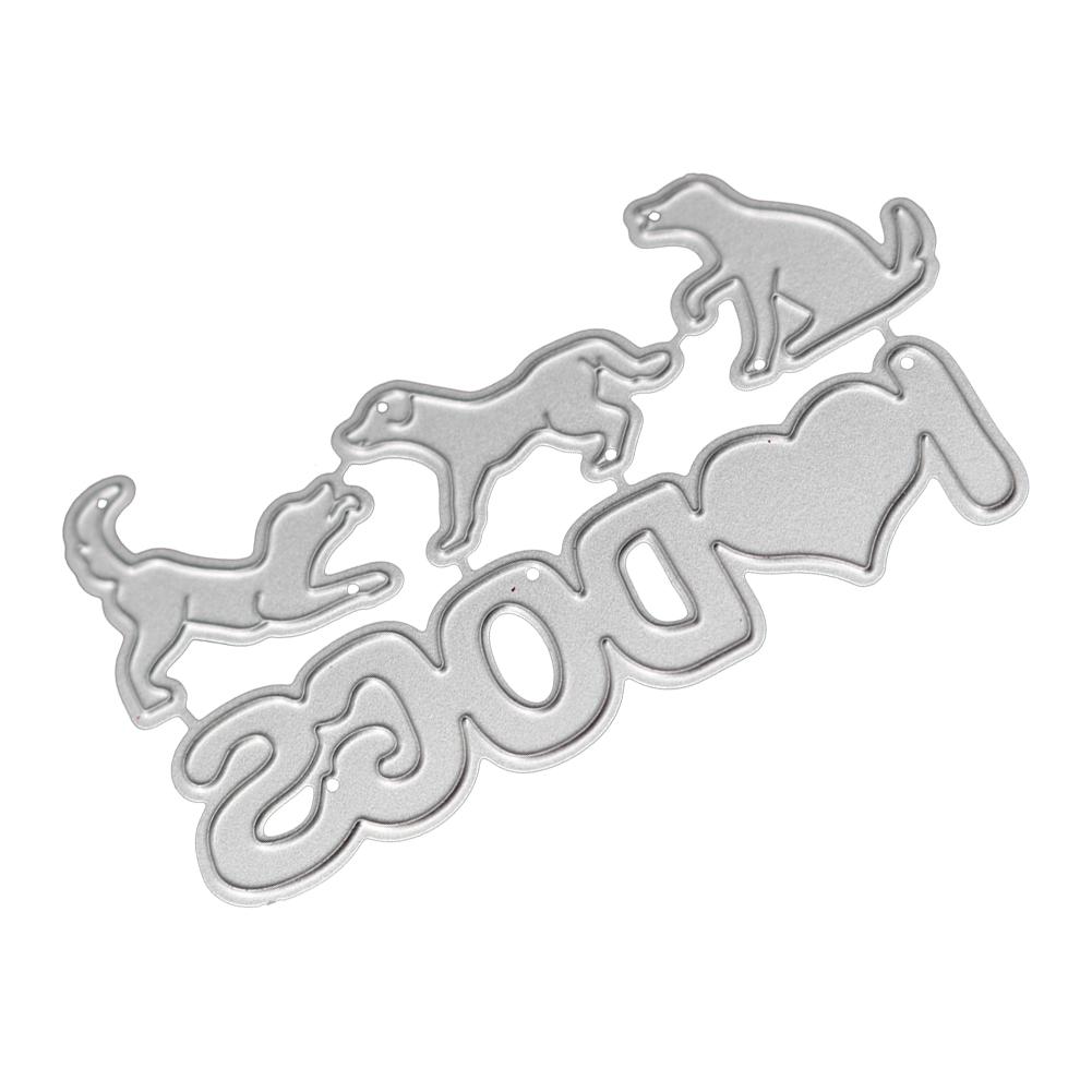 I Love Dogs Frame Metal Silvery Stencil Embossing Cutting Dies For Diy Scrapbooking Paper Album Cards Making