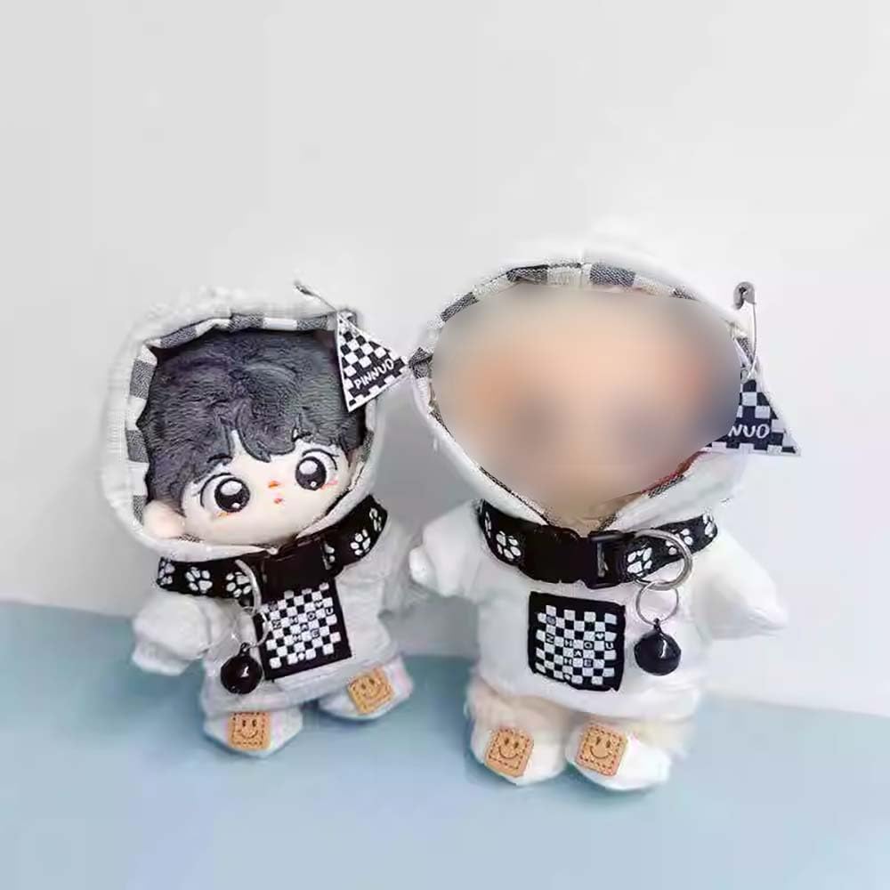Niannyyhouse 20cm Plush Clothes Coat Shoes Glasses Collar Cotton Doll Costume Dress Up 10cm-15cm (Gray, 10cm-15cm)