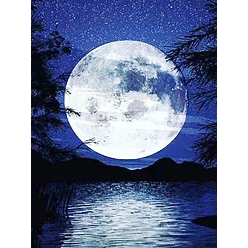 5D DIY Diamond Painting Moonlight  Diamond Embroidery Moonscape Cross Stitch Full Round Drill Home Decor Manual Art Gift