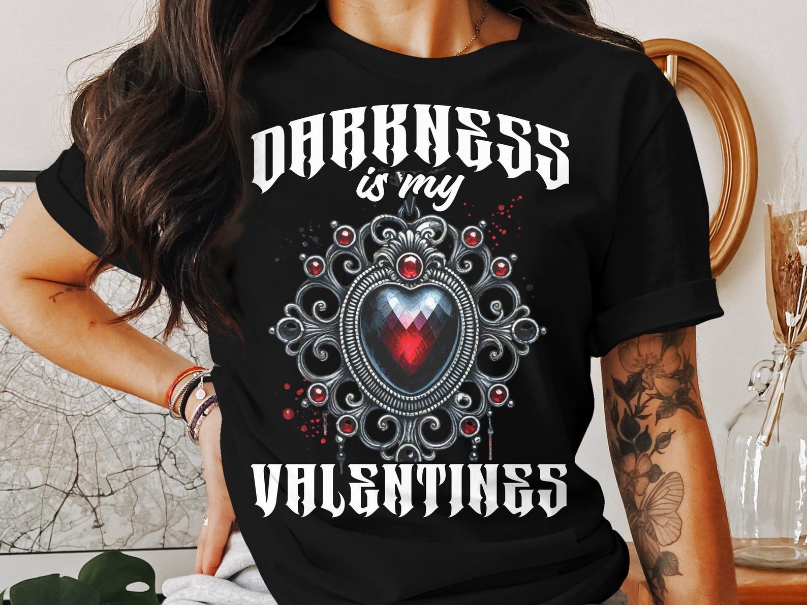 Darkness is My Valentine T-Shirt, Gothic Valentines Gift, Gothic Horror Tee, Occult Shirt, Goth Girl Clothing 3XL