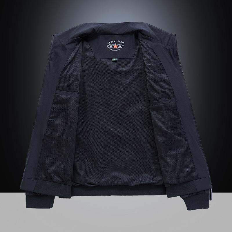 Spring New Men's Thin Outdoor Solid Color Stand-up Collar Jacket, Youth Large Size Casual Coat