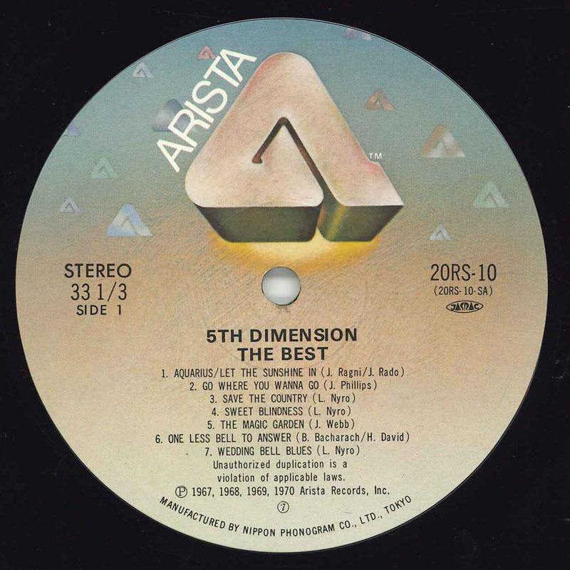 LP Record 5TH DIMENSION - Best 20RS10 ARISTA Japan Soul/Funk Used