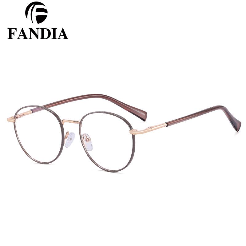 81565 Women's Fashionable Anti-Blue Light Oval Metal Frame Glasses