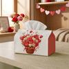 1pc Floral Valentine Basket Valentine'S Day Tissue Box - Red Roses & Hearts, 17.02*25.91cm, Perfect for Kitchen, Living Room, Bedroom, Bathroom - Vale
