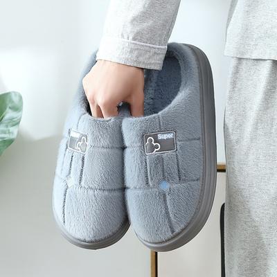 Large Size Cotton Slippers for Men Winter Home and Household Use Indoor and Outdoor Anti Slip Thick Sole Warm and Simple Slippers for Men