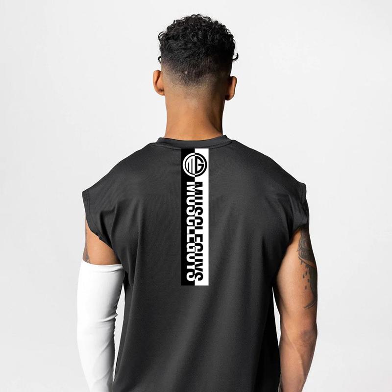 Muscleguys Gym Bodybuilding Fitness Training Vests Summer Mesh Breathable Quick Dry Sleeveless Tank Tops Mens Running Sport Loose T-Shirts