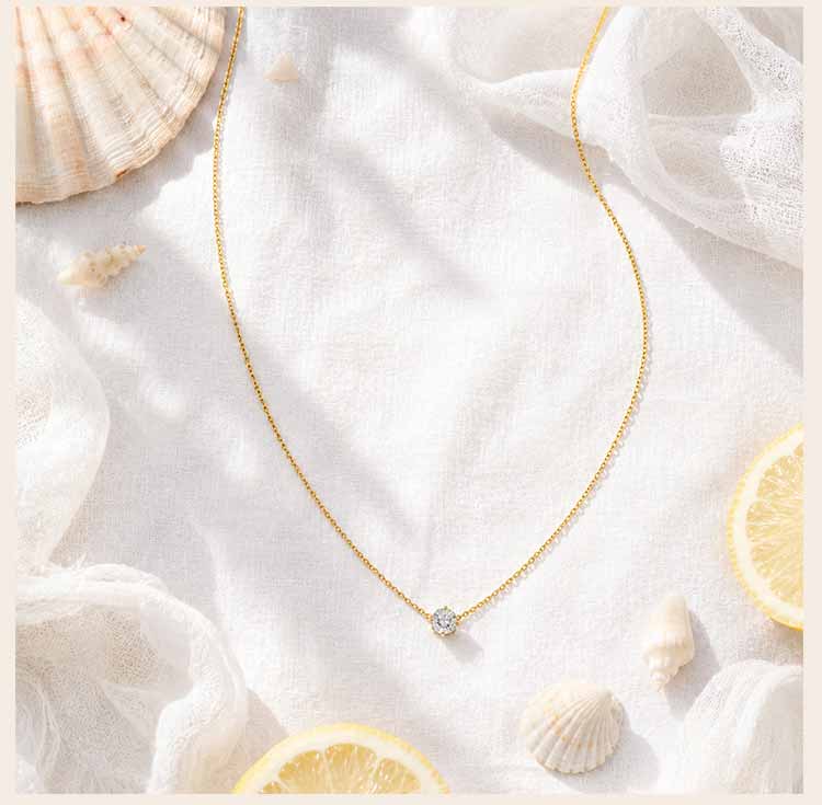 Minimalist Solitaire Zircon Choker Necklace, Single Stone Pendant, 18K Gold Plated Stainless Steel Clavicle Chain Jewelry