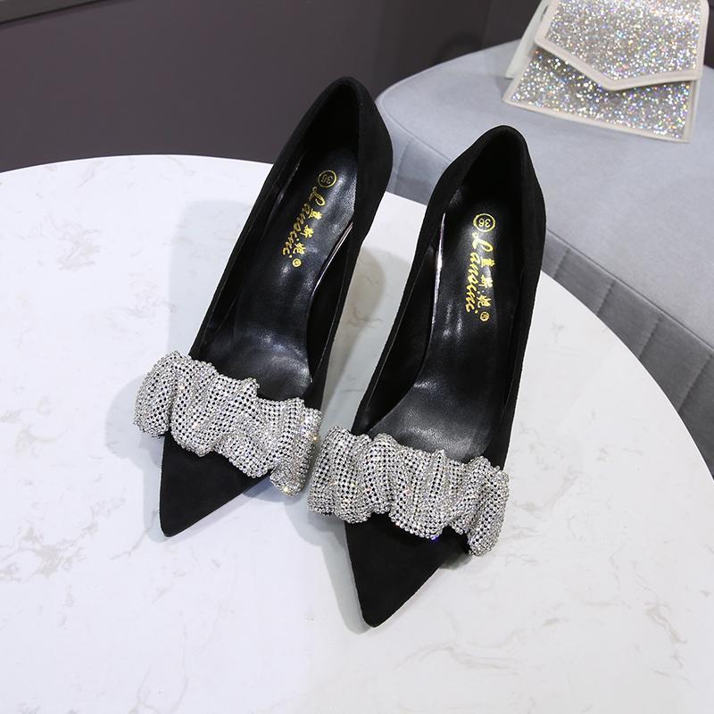 

Весна 2025 новые туфли-стилеты на высоком каблуке со стразами большого размера французские остроносые одинарные туфли темперамент интернет-знаменитости элегантные 39