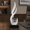 Wealth Accumulation Decoration Abstract Decorative Sculpture with Clear Crystal Ball, Modern Flowing Curve Tabletop Decor Statue Feng Shui Ornament