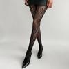 Women French Style Sexy Hollowed Sheer Fishnet Pantyhose Vintage Flower Jacquard Patterned Leggings JK Girl Lace Tights