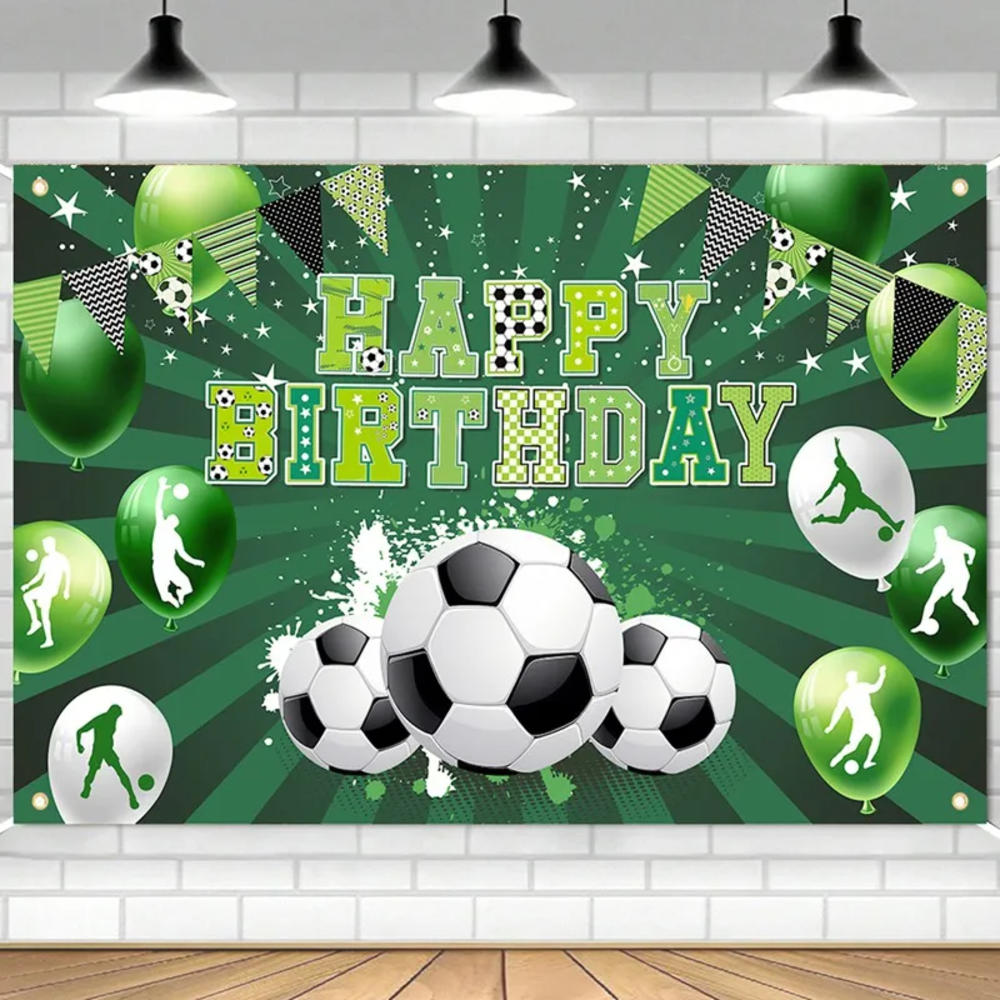 10th/7th/9th Birthday Banner with Soccer Ball, Party Supply, Decorations, Backdrop for Birthday Party Decorations, Photography Accessories.