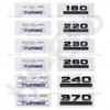 AAYI1  ABS 260 220 370 240 180 230 Letter Turbo Displacement Logo Turbo Rear Trunk Emblem Badge Stickers Accessories Car Styling