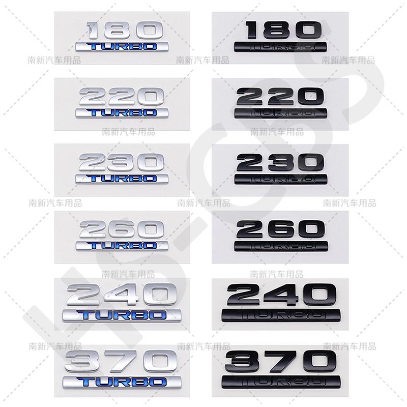 AAYI1  ABS 260 220 370 240 180 230 Letter Turbo Displacement Logo Turbo Rear Trunk Emblem Badge Stickers Accessories Car Styling