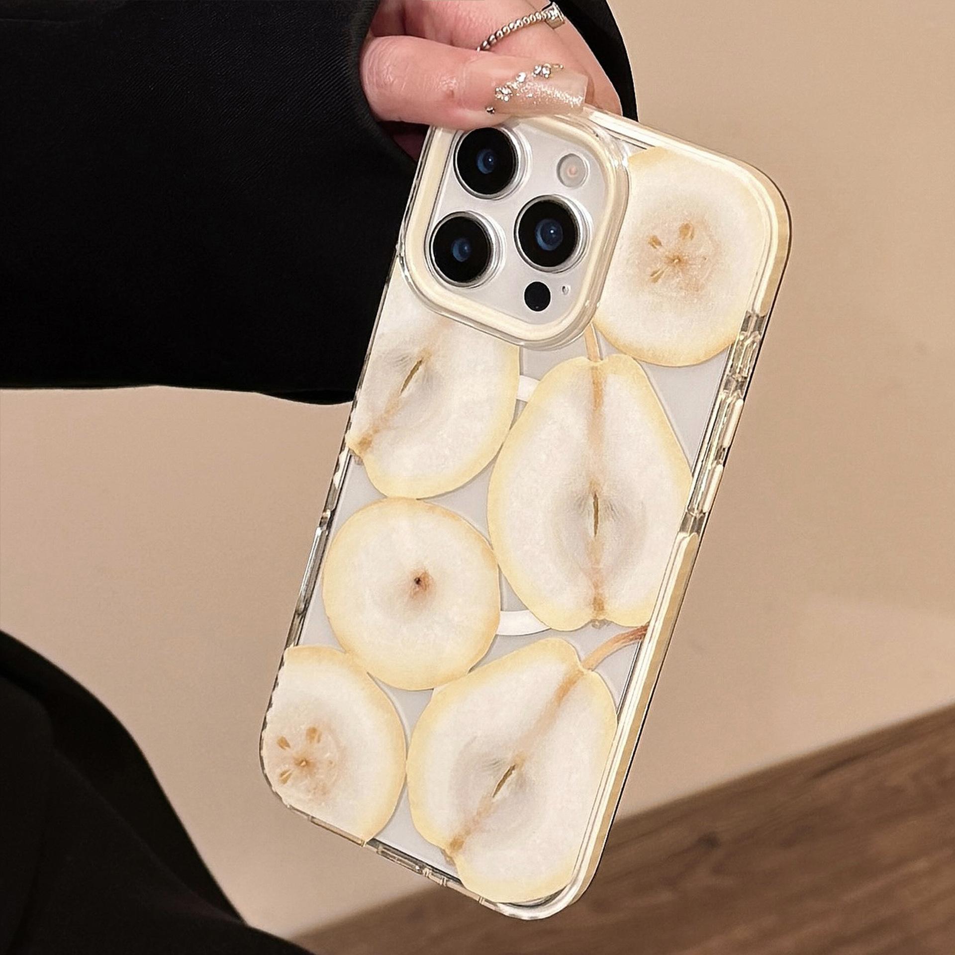 

Fruit Magnetic Stent Suitable for Apple 16 Mobile Phone Case Yellow IPhone 15 Promax Anti Fall 11 Niche 13 12pro max (6.7)